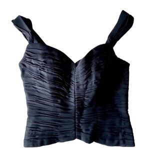 Black Elegant Women’s 100% Silk Camisole Tank Bustier w/Back Zipper Lined Size 6